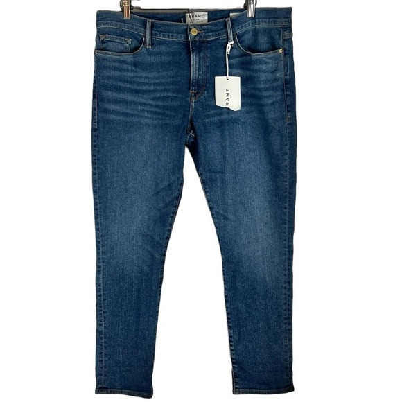 FRAME LE GARCON MID-RISE STRAIGHT-LEG ANKLE JEANS IN KINMOUNT NWT‎ WOMEN'S 32 - Picture 3 of 16